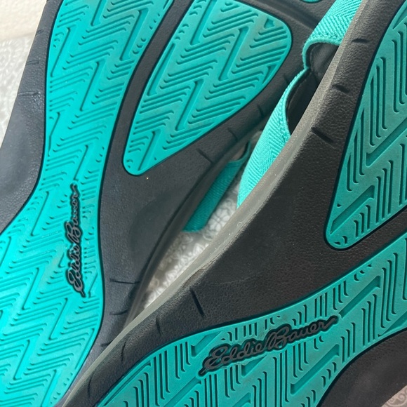 Eddie Bauer~Break Point~Criss-Cross Turquoise Strap~Slip On~Slide~Sandal~Size 10 - Picture 9 of 10